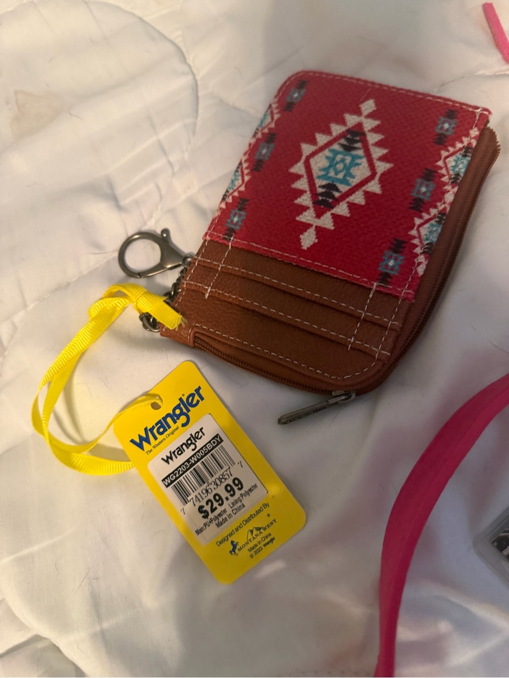 Trinity Ranch White Hair-on Hide Crossbody Bag with Pink Fringe - Picture 3 of 10